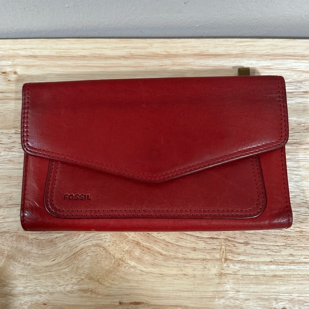 Fossil Cherry Red Leather Wallet